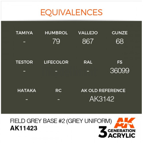Vernice Acrilica AK 3rd Gen Serie Figures Field Grey Base n.2 - Grey Uniform