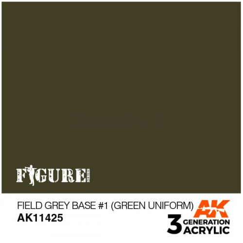 Vernice Acrilica AK 3rd Gen Serie Figures Field Grey Base n.1 - Green Uniform