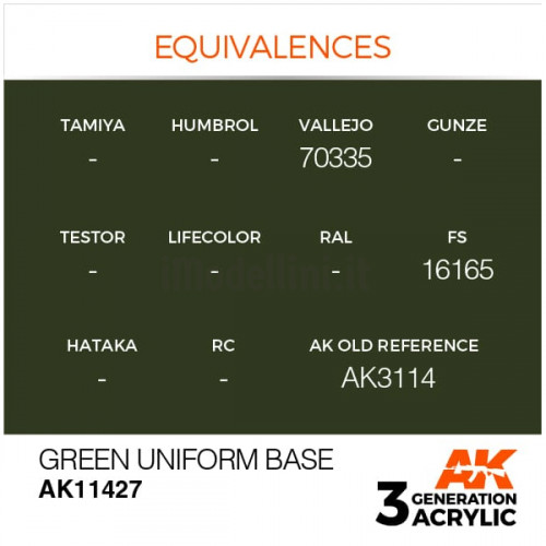 Vernice Acrilica AK 3rd Gen Serie Figures Green Uniform Base