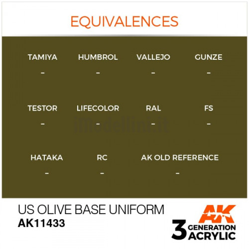 Vernice Acrilica AK 3rd Gen Serie Figures US Olive Base Uniform