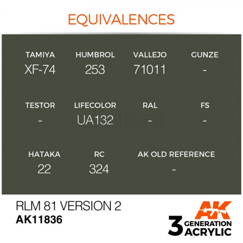 Vernice Acrilica AK Serie Air 3rd Gen RLM 81 Version 2