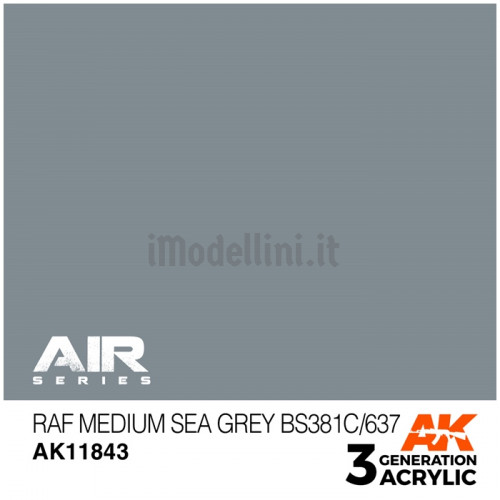 Vernice Acrilica AK Serie Air 3rd Gen RAF Medium Sea Grey BS381C/637