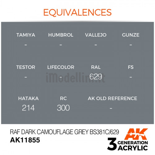 Vernice Acrilica AK Serie Air 3rd Gen RAF Dark Camouflage Grey BS381C/629