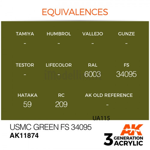 Vernice Acrilica AK Serie Air 3rd Gen USMC Green FS 34095