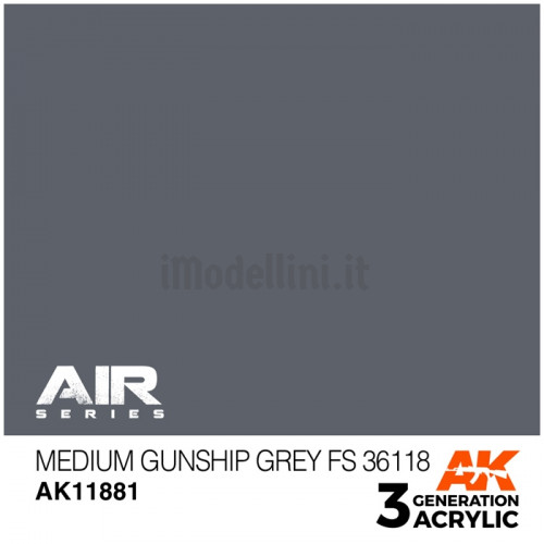 Vernice Acrilica AK Serie Air 3rd Gen Medium Gunship Grey FS 36118