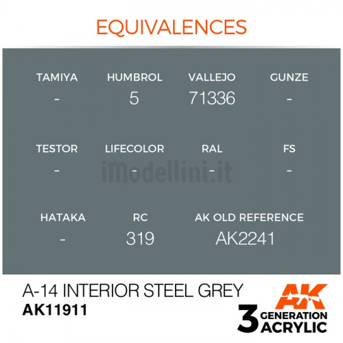 Vernice Acrilica AK Serie Air 3rd Gen A-14 Interior Steel Grey