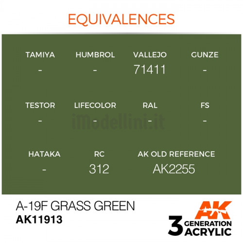 Vernice Acrilica AK Serie Air 3rd Gen A-19f Grass Green